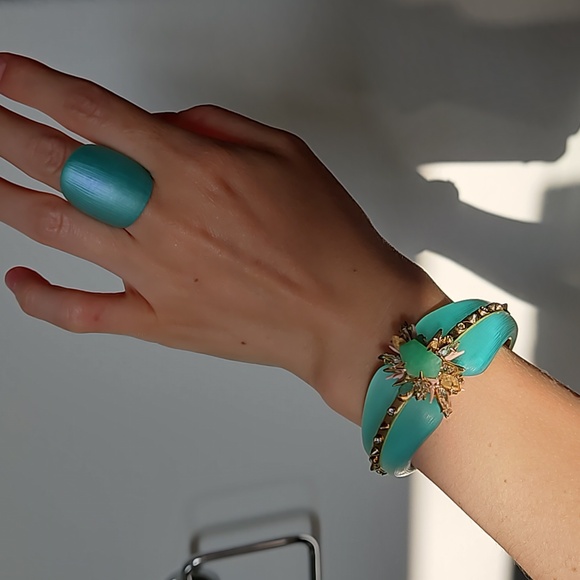 NWT Bracelet + ring gold plated, semi-precious stones - Picture 4 of 8